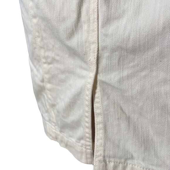 Ann Taylor High Rise Denim Midi Pencil Skirt Womens 8P Cream Stretch Slit Classy - Picture 7 of 12